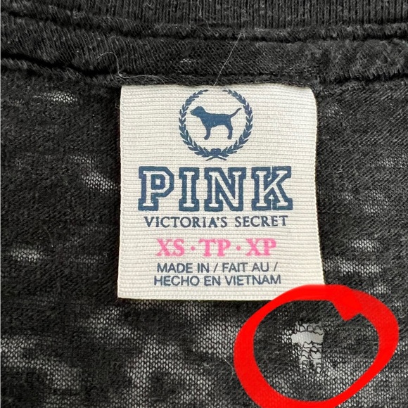 Victoria Secret PINK black logo tee women’s size XS - Picture 4 of 8